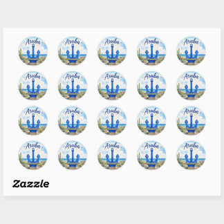 Aruba flag anchor Caribbean island travel souvenir Classic Round Sticker