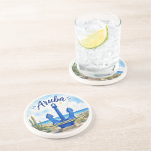 Aruba flag anchor Caribbean island travel souvenir