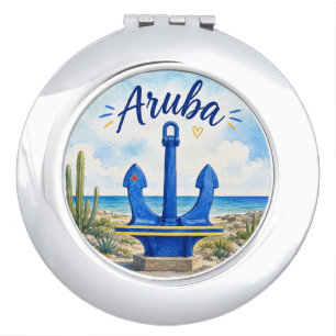 Aruba flag anchor Caribbean island travel souvenir Compact Mirror
