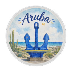 Aruba flag anchor Caribbean island travel souvenir Cutting Board