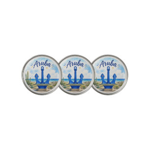Aruba flag anchor Caribbean island travel souvenir Golf Ball Marker