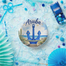 Aruba flag anchor Caribbean island travel souvenir