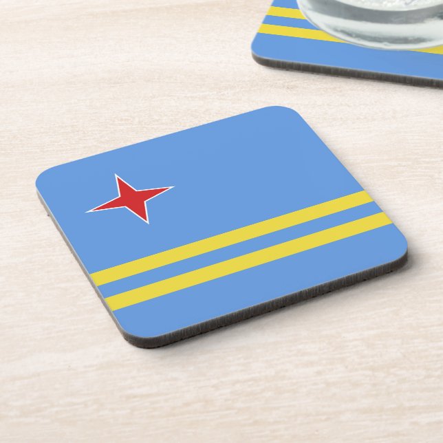 Aruba flag beverage coaster (Left Side)