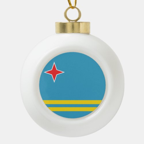Aruba Flag Ceramic Ball Christmas Ornament