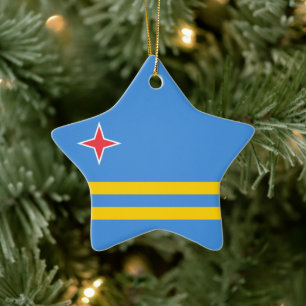 Aruba flag ceramic ornament