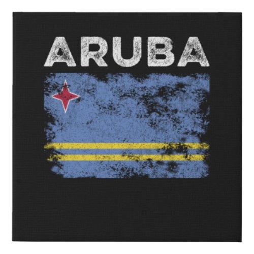 Aruba Flag Distressed _ Aruban Flag Faux Canvas Print