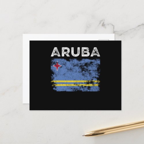 Aruba Flag Distressed _ Aruban Flag Postcard
