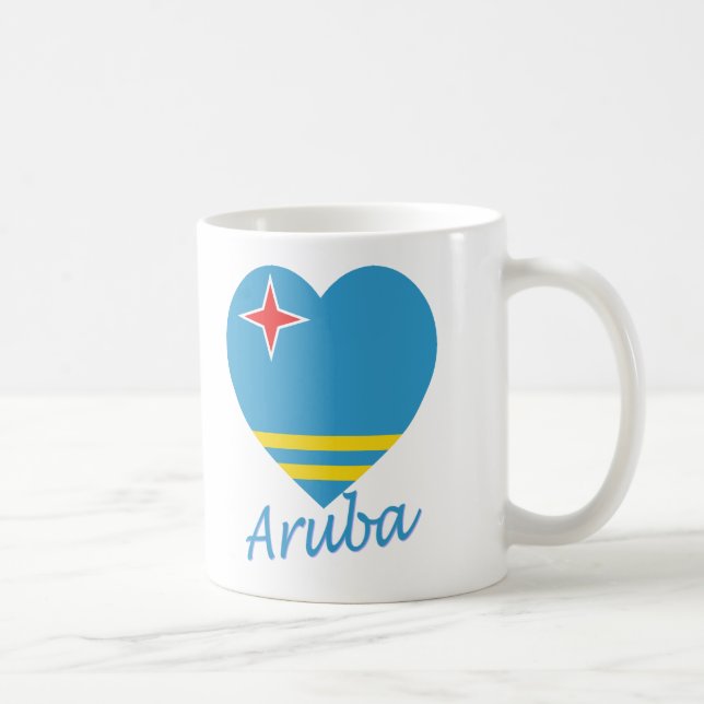 Aruba Flag Heart Coffee Mug (Right)