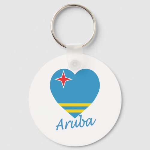 Aruba Flag Heart Keychain