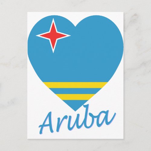 Aruba Flag Heart Postcard