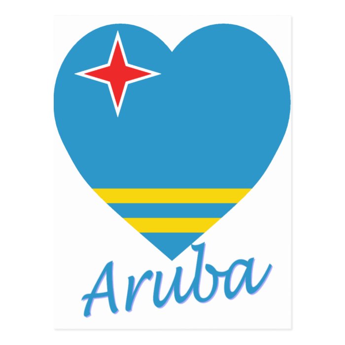 Aruba Flag Heart Postcards