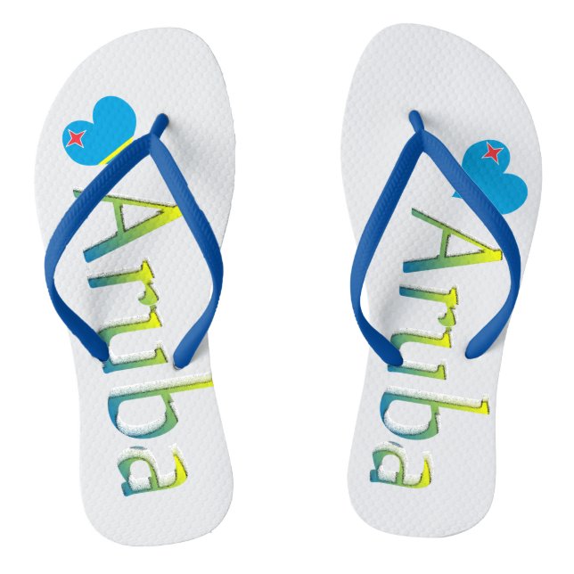 Aruba flag in heart shape with Aruba text Flip Flops (Footbed)