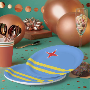 Aruba flag paper plates