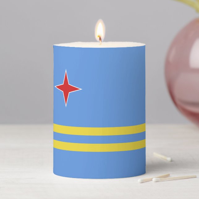 Aruba flag pillar candle (In Situ)