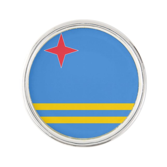 Aruba flag Planet Jill Round Lapel Pin (Front)