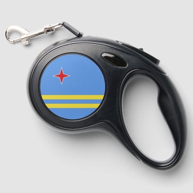 Aruba flag retractable pet leash  (Front)