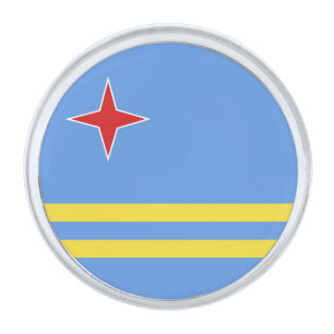 Aruba flag silver finish lapel pin