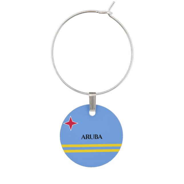 Aruba Flag Wine Charm Travel Charm (Front)