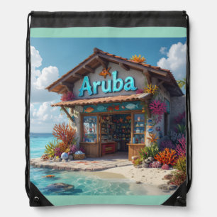 Aruba gift shop on the water drawstring bag