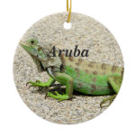 Aruba Green Iguana Ceramic Ornament