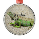 Aruba Green Iguana Metal Ornament