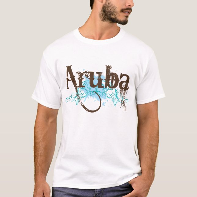 Aruba Grunge Travel Tee Shirt For Men (Front)