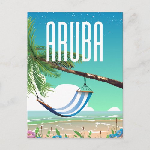 Aruba Hammock beach travel poster Postcard