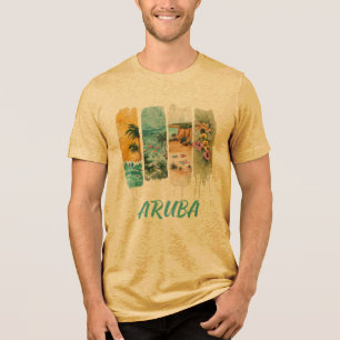 Aruba in brush stroke design Tri-Blend shirt