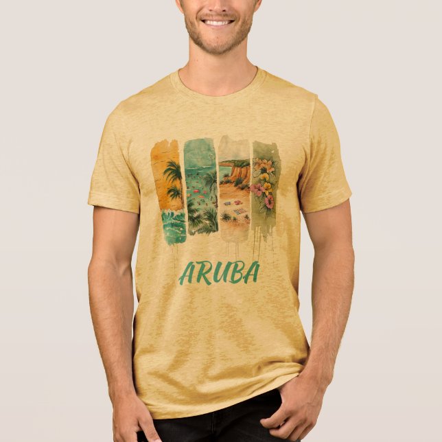Aruba in brush stroke design Tri-Blend shirt (Front)