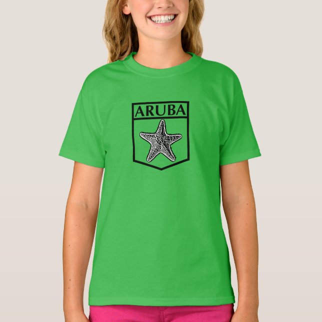 Aruba Island Design -Girls' American Apparel Fine  T-Shirt (Front)