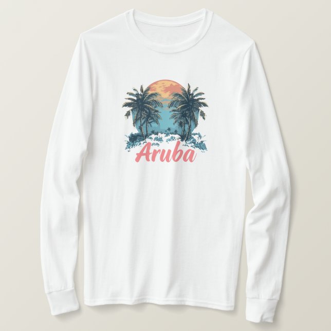 Aruba Island Design (Version 2) - Basic Long Sleev T-Shirt (Design Front)