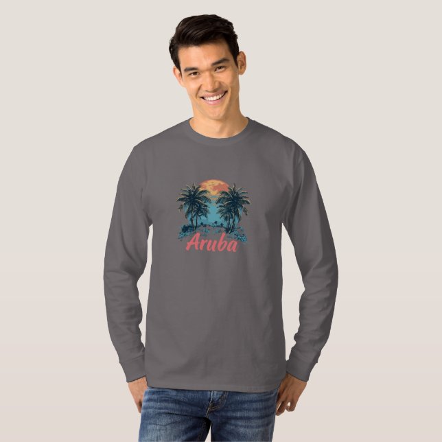 Aruba Island Design (Version 2) - Basic Long Sleev T-Shirt (Front Full)