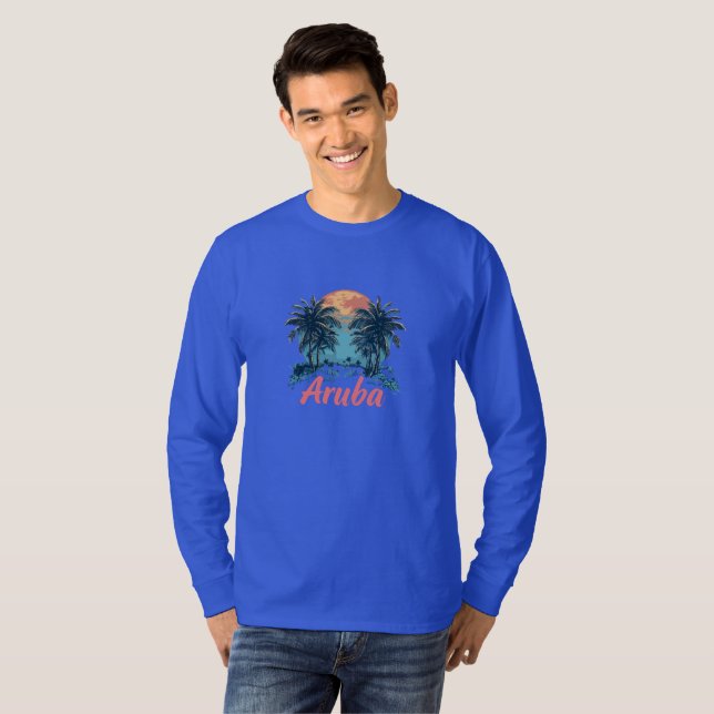Aruba Island Design (Version 2) - Basic Long Sleev T-Shirt (Front Full)