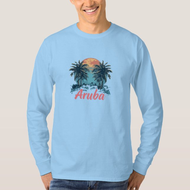 Aruba Island Design (Version 2) - Basic Long Sleev T-Shirt (Front)