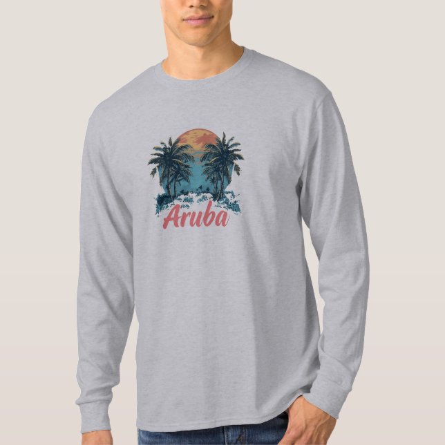 Aruba Island Design (Version 2) - Basic Long Sleev T-Shirt (Front)