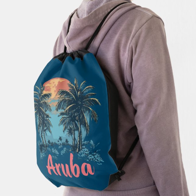 Aruba Island Design (Version 2) - Drawstring Backp Bag (Insitu)