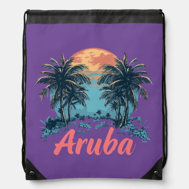 Aruba Island Design (Version 2) - Drawstring Backp Bag (Front)