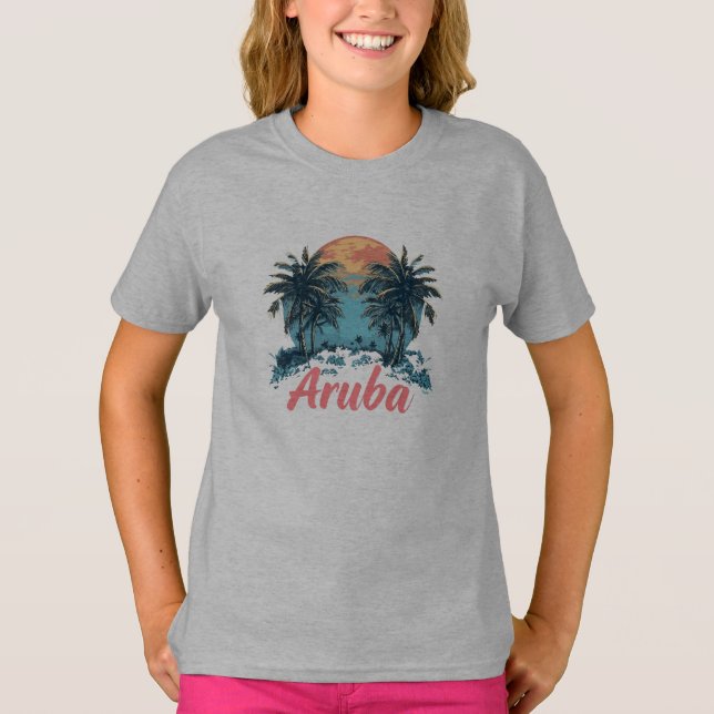 Aruba Island Design (Version 2) - Girls' Basic T-S T-Shirt (Front)