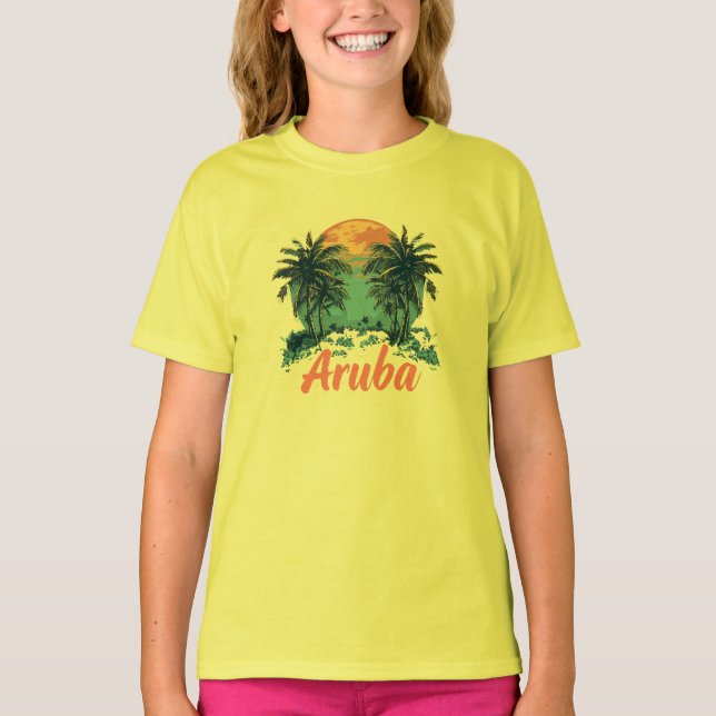 Aruba Island Design (Version 2) - Girls' Basic T-S T-Shirt (Front)
