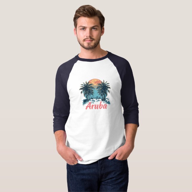 Aruba Island Design (Version 2) - Men's Basic 3/4  T-Shirt (Front Full)