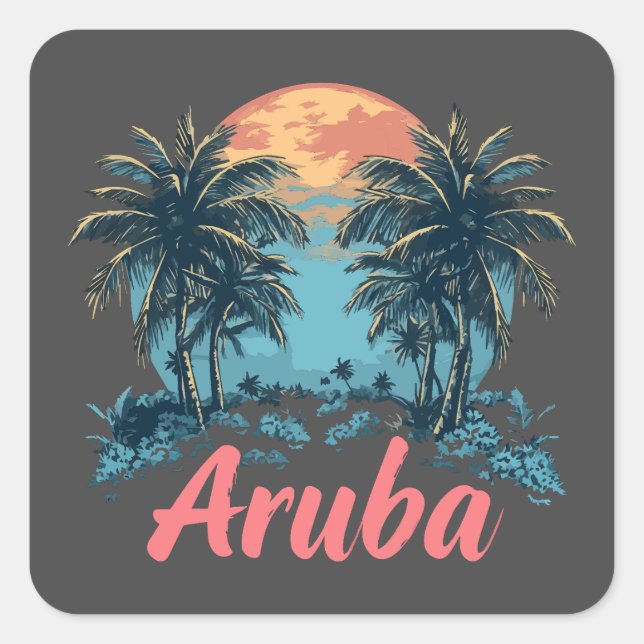 Aruba Island Design (Version 2) - Square Stickers (Front)