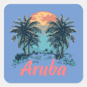 Aruba Island Design (Version 2) - Square Stickers