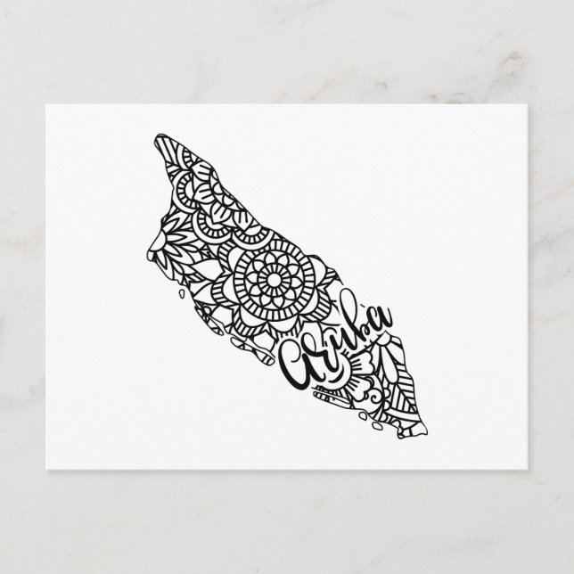 Aruba Island Map Travel Postcard (Front)