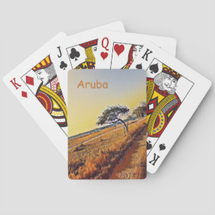 Aruba Landscape with Divi Divi Trees Poker Cards