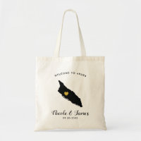 Aruba Map Wedding Welcome Bag, Black & Gold