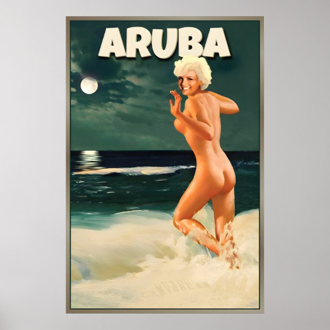 Aruba Marilyn Monroe Moon Beach Dutch Caribbean Poster (Front)