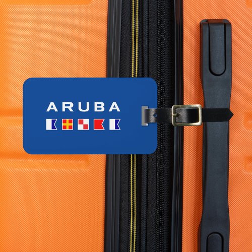 Aruba Maritime Nautical Signal Flags Dark Color Luggage Tag