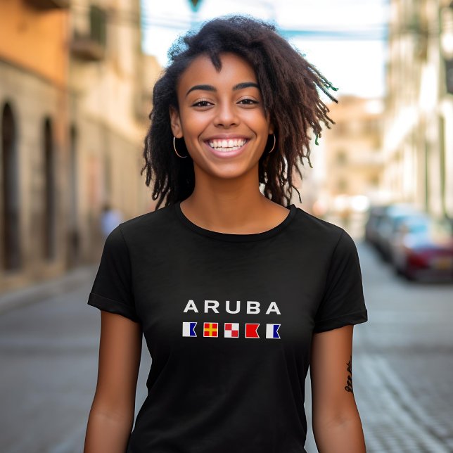 Aruba Maritime Nautical Signal Flags Dark Color T-Shirt (Creator Uploaded)