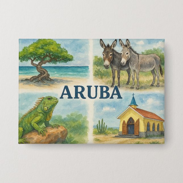 Aruba multiview watercolor button (Front)