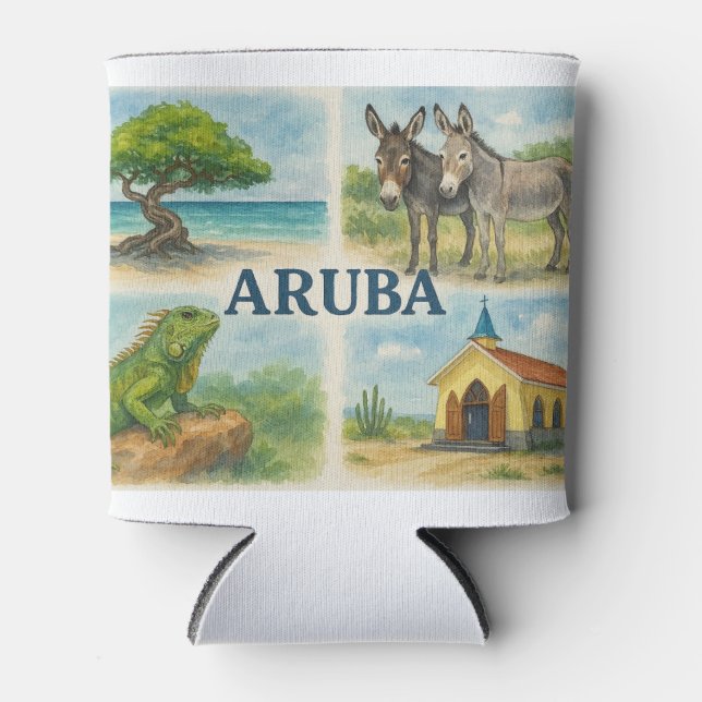 Aruba multiview watercolor can cooler (Front)